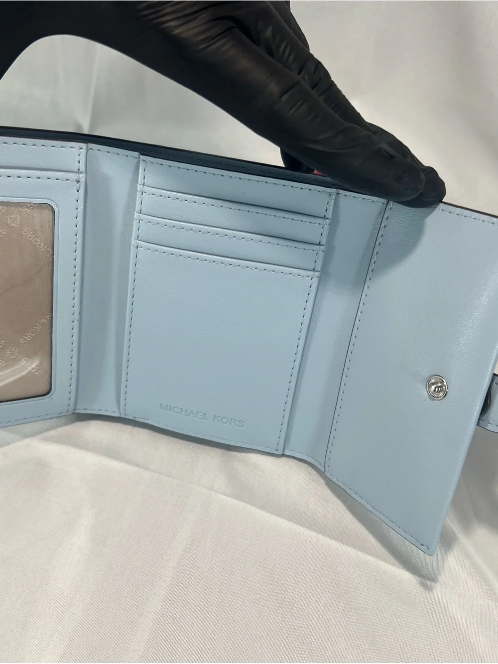 Michael Kors Cecily Medium Pale Ocean Suede Shoulder Bag & Wallet Set EUC